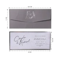 Gray Floral Wreath Horizontal Wedding Invitation