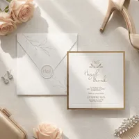 Gold Botanical Square Wedding Invitation