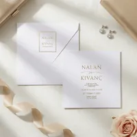 Gold Frame Minimalist Wedding Invitation