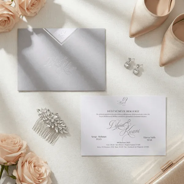 Gray Geometric Chevron Wedding Invitation