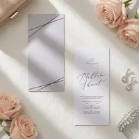 Lavender Diagonal Lines Minimalist Wedding Invitation