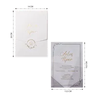 White Gold Ornate Seal Vellum Wedding Invitation