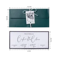 Teal Ribbon Tag Scalloped Wedding Invitation