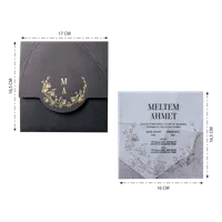 Charcoal Gold Wreath Vellum Botanical Wedding Invitation