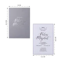 Gray White Script Botanical Wreath Wedding Invitation