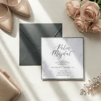 Green Marble Minimalist Border Wedding Invitation