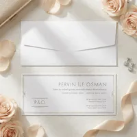 White Gold Art Deco Corner Wedding Invitation