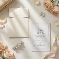 Soft Pink Minimalist Square Wedding Invitation