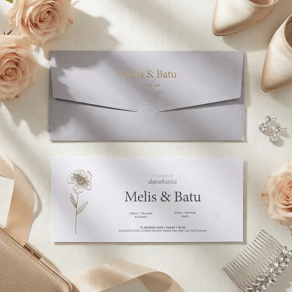 Lavender Gold Botanical Flower Wedding Invitation