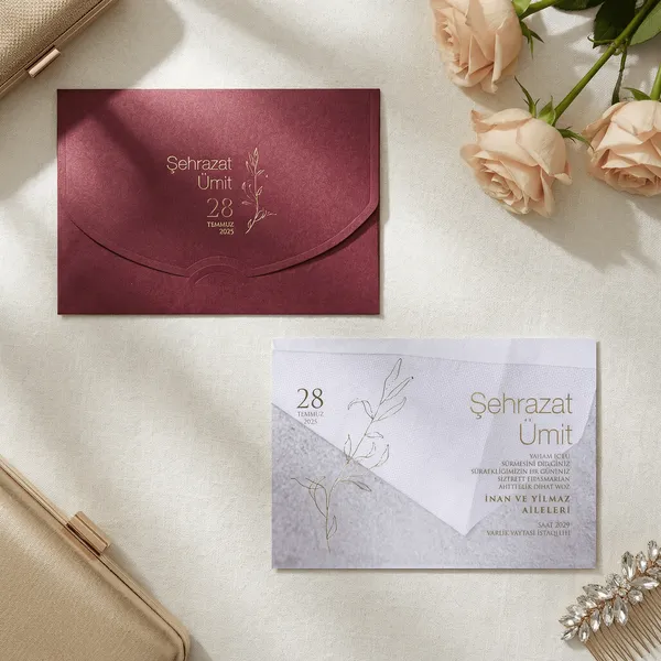 Terracotta Gold Botanical Vellum Wedding Invitation