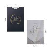 Charcoal Gold Botanical Wreath Vellum Wedding Invitation