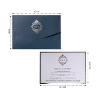 Navy Silver Ornate Diamond Frame Wedding Invitation