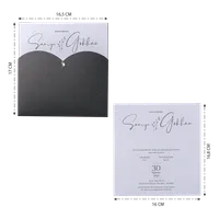 Charcoal Botanical Script Pocket Wedding Invitation