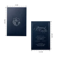 Navy White Floral Shield Crest Wedding Invitation