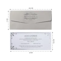 Blush Embossed Decorative Corner Wedding Invitation