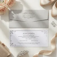 Blush Embossed Decorative Corner Wedding Invitation