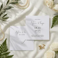 Minimal White Square Wedding Invitation