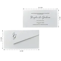 White Long Wedding Invitation with Monogram Envelope
