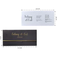 Modern Long Wedding Invitation with Gold-Accent Envelope
