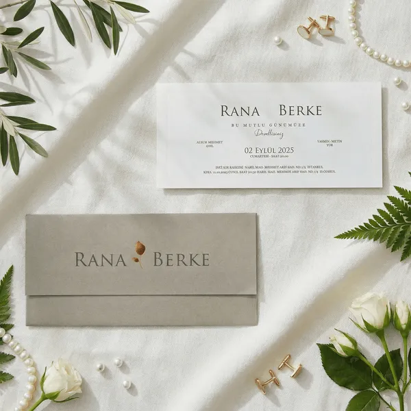 Botanical Beige Wedding Invitation Set