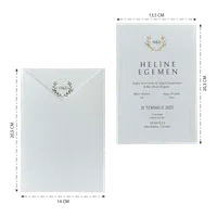 Gold Laurel Wreath Monogram Wedding Invitation