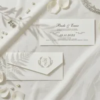 Script Wedding Invitation with Gold Laurel Wreath
