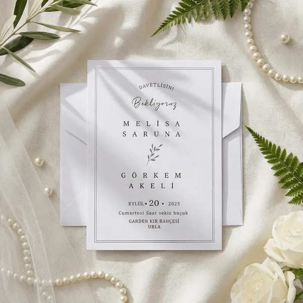 Botanical Sprig Border Wedding Invitation