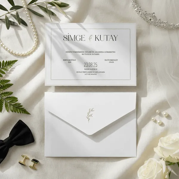 Botanical Sprig Border Frame Wedding Invitation