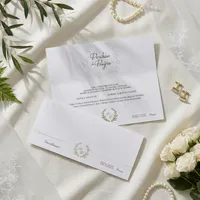Bifold Wedding Invitation with Gold Laurel Monogram