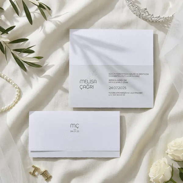 Gatefold Wedding Invitation with Embossed Botanical