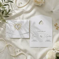 Heart Wreath Monogram Wedding Invitation