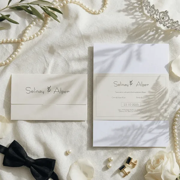 Gatefold Wedding Invitation with Botanical Sprig