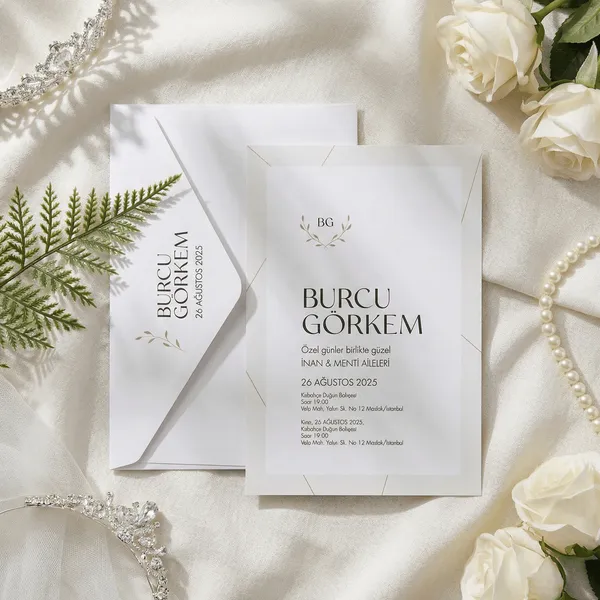 Minimalist Laurel Wreath Monogram Invitation