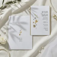 Gold Border Frame Wedding Invitation with Wildflowers