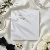 Vertical Typography Wedding Invitation with Hand Illustration