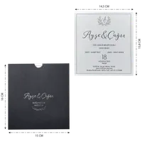 White and Black Wedding Invitation with Laurel Monogram