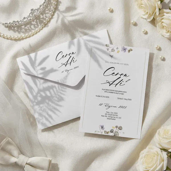 Script Wedding Invitation with Watercolor Wildflower Accents