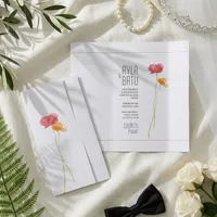 Gatefold Wedding Invitation with Watercolor Poppies