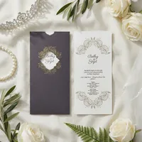 Brown Envelope Wedding Invitation with Gold Ornate Frame