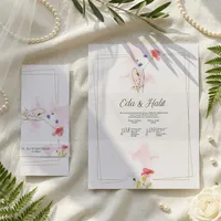 Watercolor Wash Wedding Invitation with Wildflower Frame