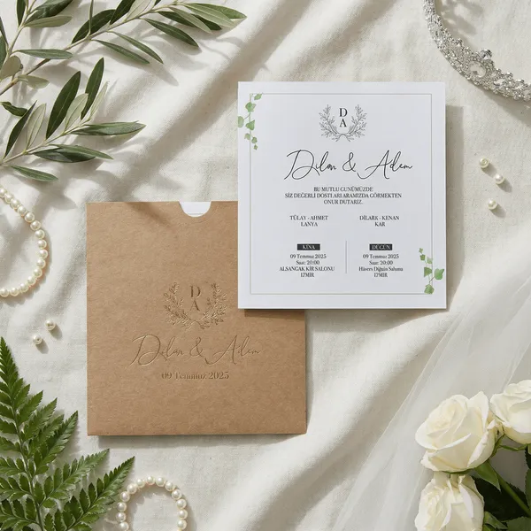 Kraft Envelope Wedding Invitation with Eucalyptus