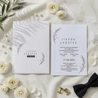 Border Frame Wedding Invitation with Botanical Sprigs