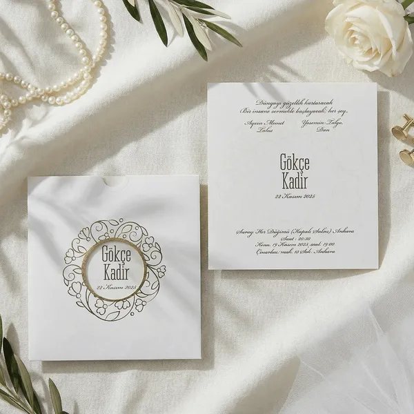 Ornate Gold Circular Wreath Wedding Invitation