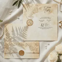 Vintage Parchment Wedding Invitation with Ornate Paisley