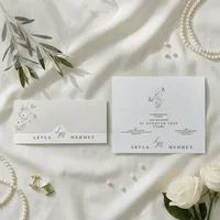 Minimalist Wedding Invitation with Wildflower Line Art