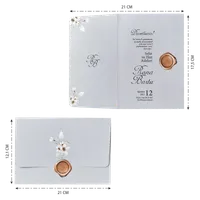 Bifold Wedding Invitation with Cherry Blossoms and Copper Wax Seal