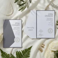 Minimalist Gray Wedding Invitation Set