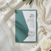 Teal Border Floral Wreath Wedding Invitation