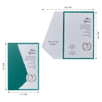 Teal Border Floral Wreath Wedding Invitation