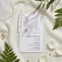 Pink Tulip Line Art Wedding Invitation